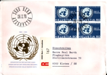 CH FDC 0921 (Viererblock) 1970 00 002 ●